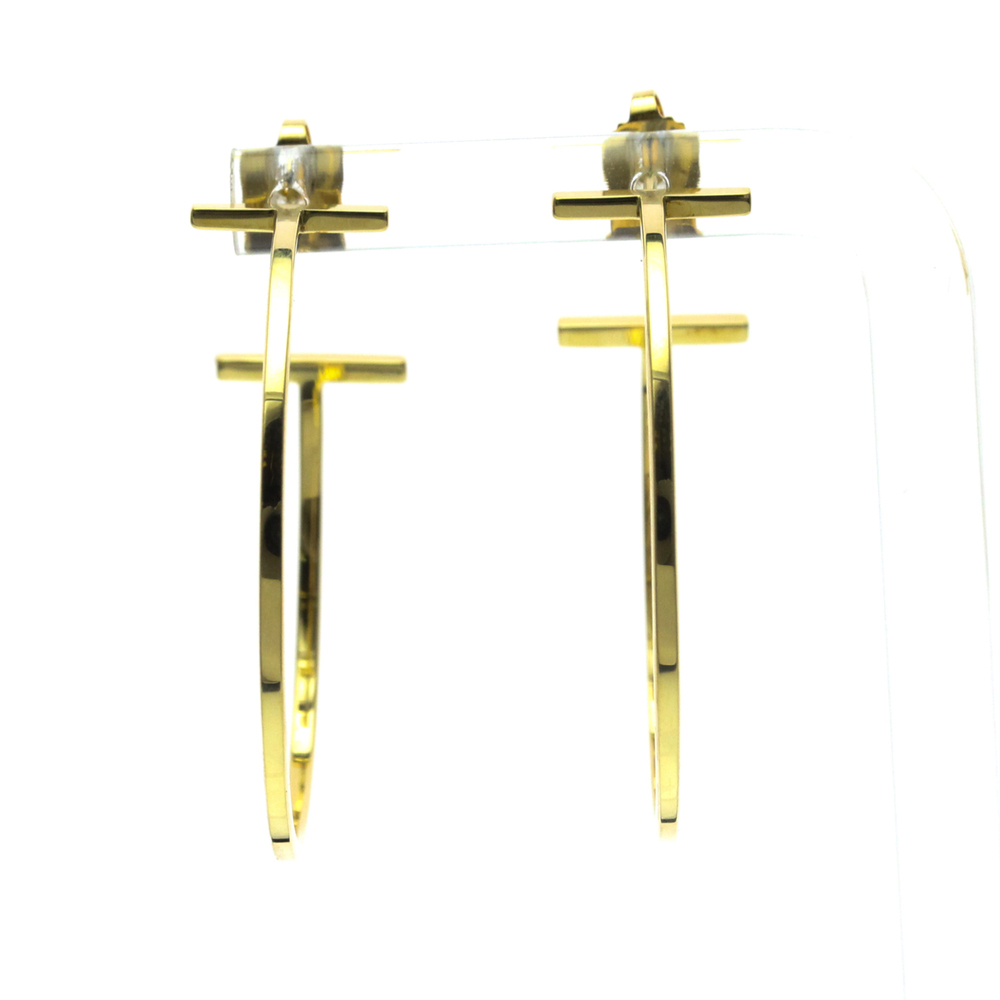 Tiffany T-wire Earrings, Large Size No Stone Yellow Gold (18K) Hoop Earrings ...